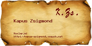 Kapus Zsigmond névjegykártya